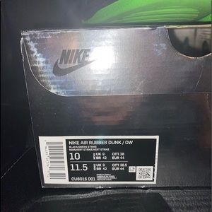 Nike X off white dunk Size 10